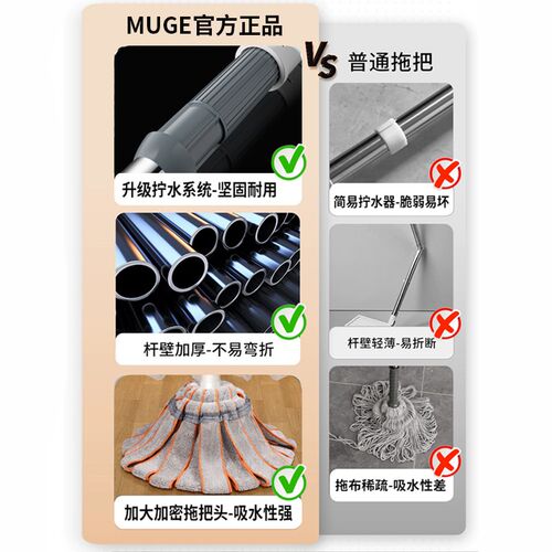 自拧水拖把2024新款免手洗家用旋转老式拖布拖地懒人一拖净1822