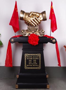合作共赢握手摆件大号型落地公司办公室大堂玄关创意商务礼品摆设