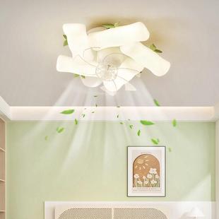 卧室吊扇灯现代简约大气语音智能儿童房一体吊扇灯新款 房间吸顶灯
