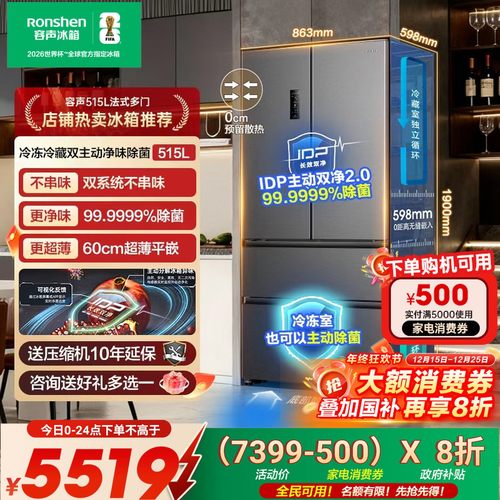 容声方糖515双净双系统法式冰箱