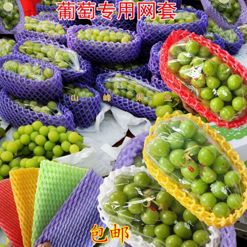 葡萄专用水果网套彩色白色泡沫防震腰贴中厚西瓜哈密瓜网纸袋订做