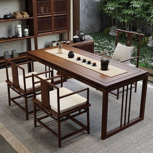 新中式茶桌椅组合实木书桌家用简约客厅写字台书房书法桌书画桌子