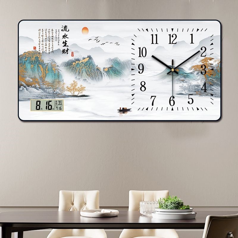 新款装饰画挂钟客厅柿柿如意表钟挂墙客厅旺宅时尚家用石英钟时钟