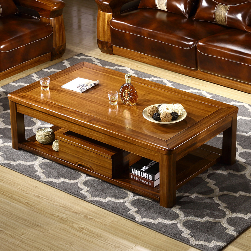 客厅沙发组合茶几 角几边几全实木乌金木大茶几实木家具茶水桌