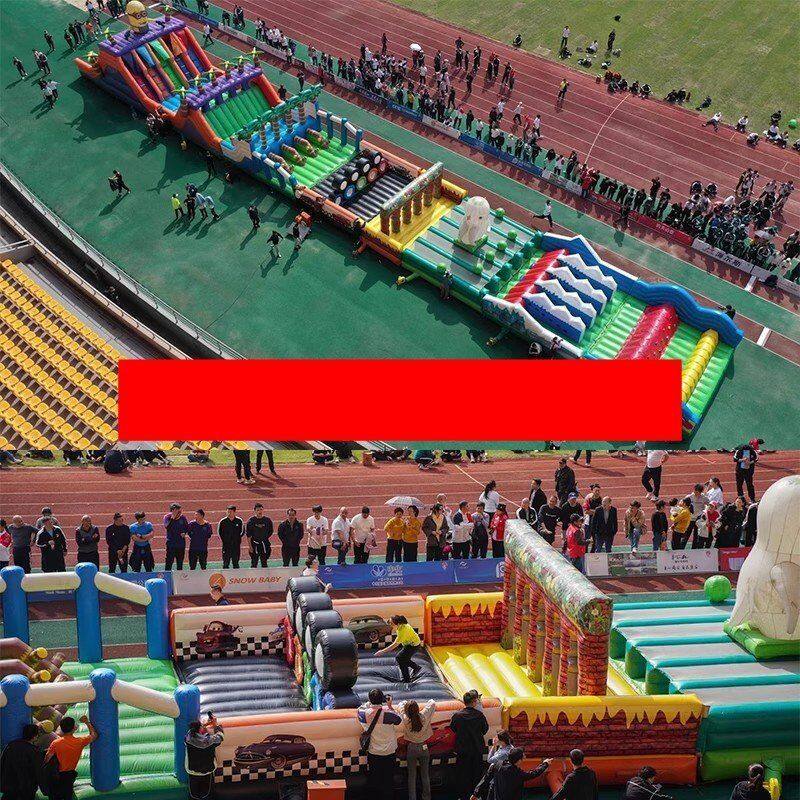 户外大型陆地充气闯关障碍赛儿童攀爬滑梯蹦蹦床室内充气城堡滑梯