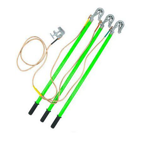 绿色接地棒1米双舌挂钩接地线 高压接地线1.2米接地棒DL408-91