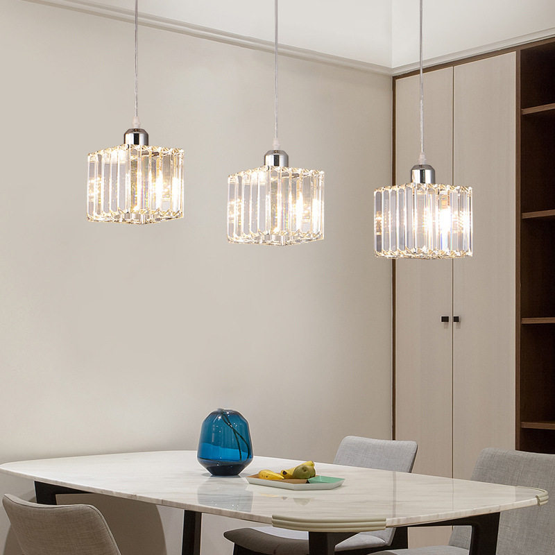 后现代水晶灯餐厅吊灯简约现代吧台三头北欧个性创意餐桌饭厅灯具