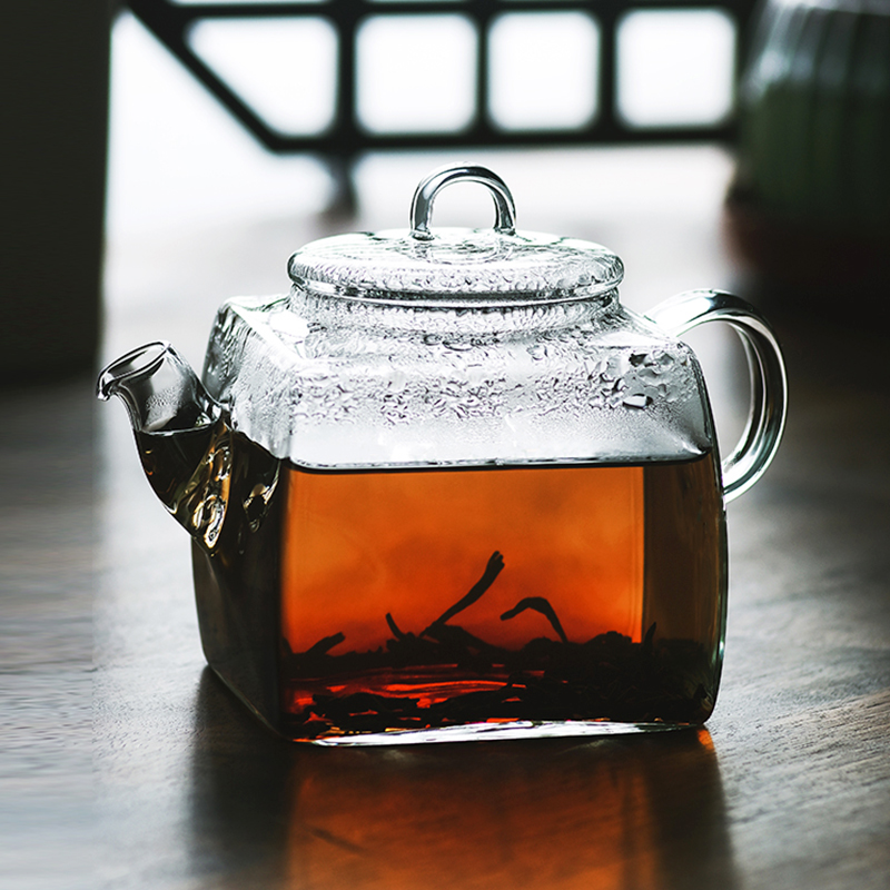 中式仿古耐高温玻璃茶壶手工单壶方形过滤功夫大容量煮茶器泡茶壶