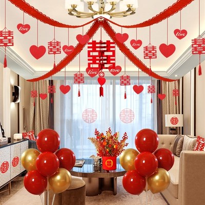 男方主卧装饰结婚婚房布置套餐高级天花板顶部拉花客厅简单大气女