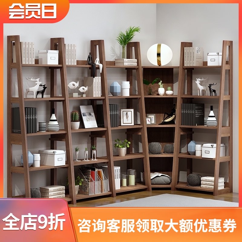 全实木置物架多功能梯型叠层花架储物架客厅办公室组合式书架