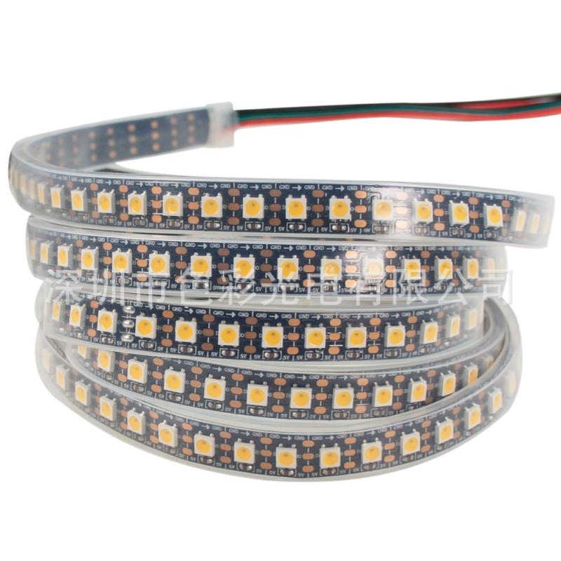 SK6812暖白5050内置IC灯珠96灯一米白板DC5V套管防水软灯带