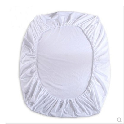 宾馆酒店旅社床上用品 单件纯白色缎条床笠床罩 带松紧带包床床单