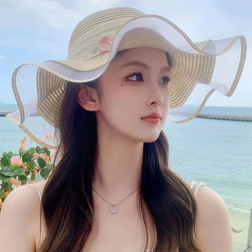2025夏季新款蕾丝花边镂空防晒帽