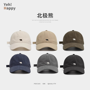 新款大头围棒球帽女韩版显脸小鸭舌帽加大加宽帽檐北极熊遮阳帽子