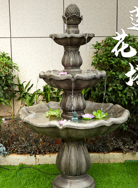 户外流水招财喷泉摆件循环水池庭院花园别墅酒店落地莲花景观装饰