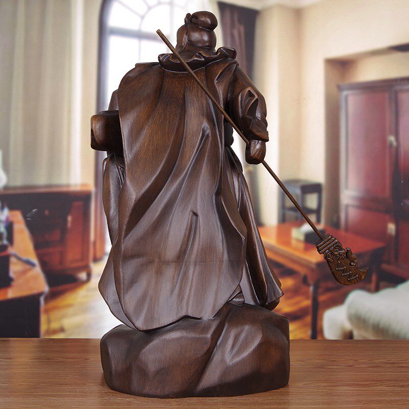 木雕招财关羽摆件武财神像新中式客厅玄关办公室商铺供奉关公摆设