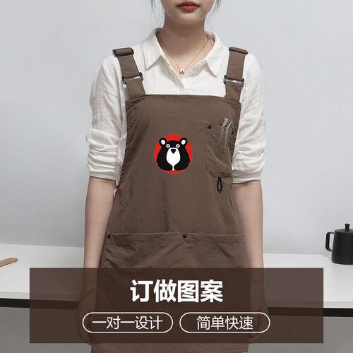 轻薄围裙餐饮专用夏天厨房家用防水防油可调节肩带短款工作服定制