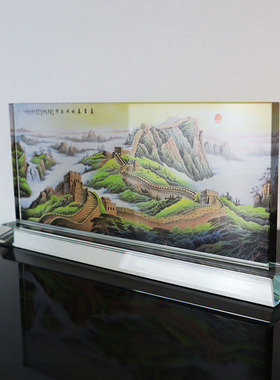 水晶书画摆件定制简约办公桌书房高档送领导桌面装饰摆设礼品摆台