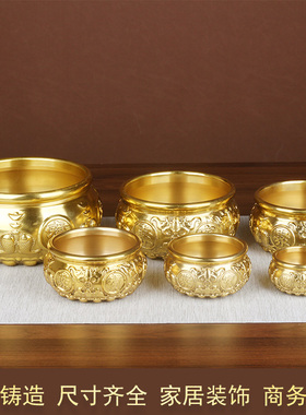 八福聚宝盆纯铜摆件家用客厅财店铺招装饰存钱罐黄铜工艺品制品
