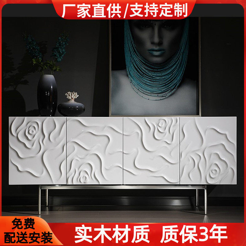 意式极简烤漆餐边柜入户实木玄关柜家用储物柜轻奢边柜酒柜茶水柜