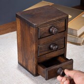 泰国实木质首饰盒带抽屉手饰品收纳盒复古做旧牙签棉签盒装 饰摆件