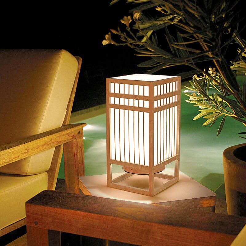 日式创意台灯可充电复古民宿卧室床头灯茶室书房装饰竹编落地灯具