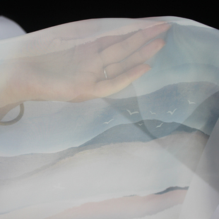 双面半透明透明丝绢丝绸纱布画定制设计打印喷绘屏风隔断软帘窗帘