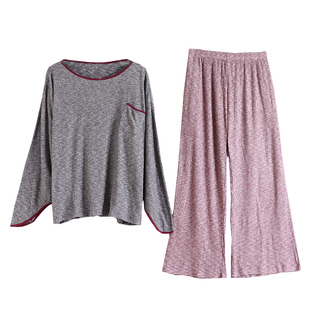 长袖 睡衣女两件套春秋冬宽松胖mm孕妇200斤家居服 阔腿裤 加肥大码
