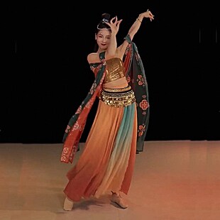 月下舞姬舞蹈披帛长绸西域敦煌汉服披古典丝飘逸夏辉老师表演出服