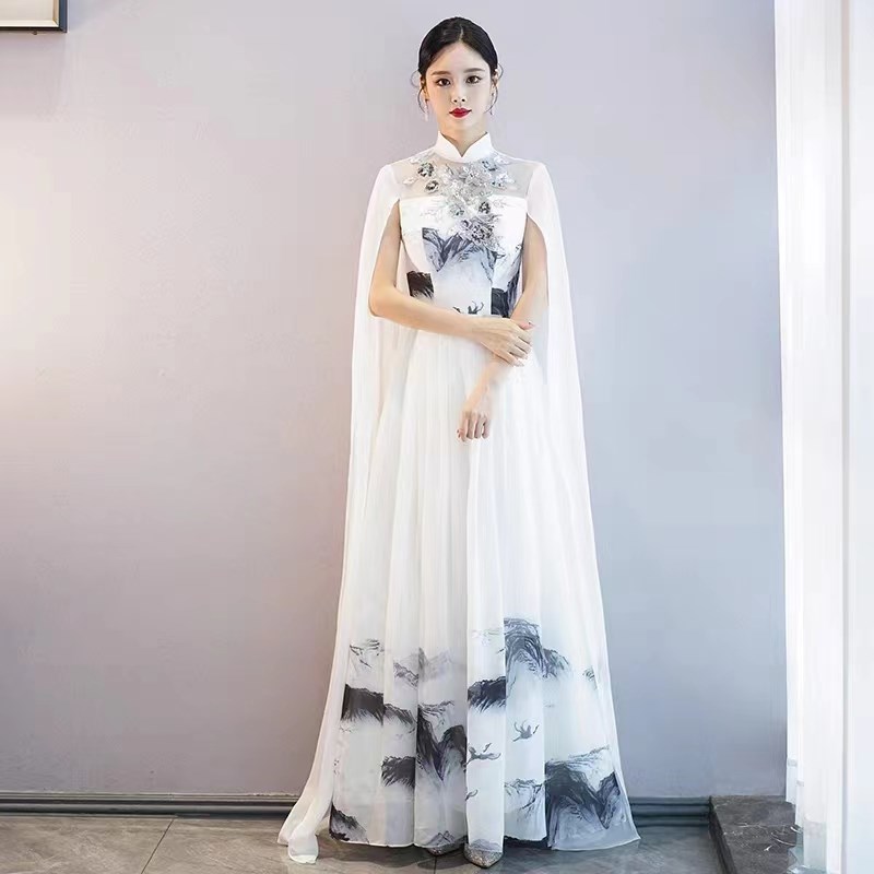 古筝演出服女长裙古典舞艺考表演服大合唱服装独唱晚礼服高端主持