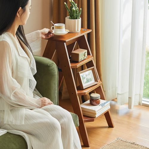 多功能登高家用梯子实木厨房折叠凳三步梯加厚实木台阶换鞋凳