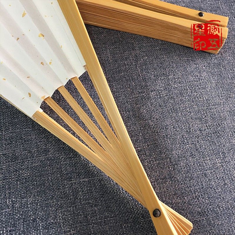 玉竹扇5-10寸手工水磨玉竹扇子宣纸扇文玩扇扇宣纸折扇空白扇面