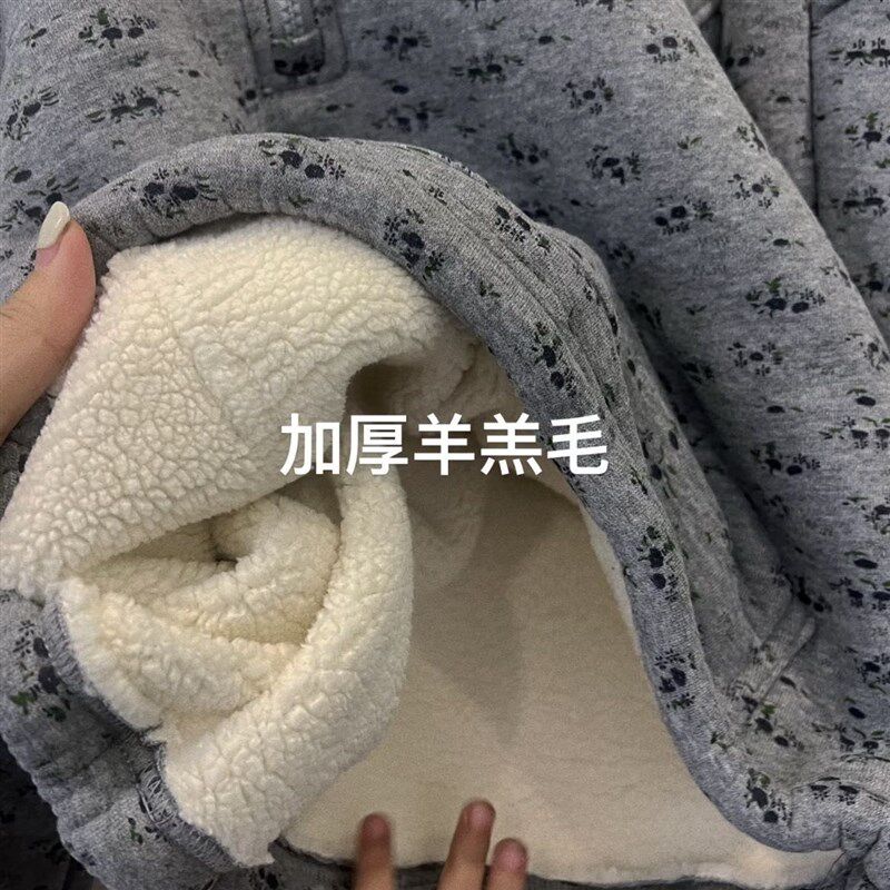 2024秋冬装女童羊羔绒套装儿童加绒加厚立领拉链卫衣卫裤两件套