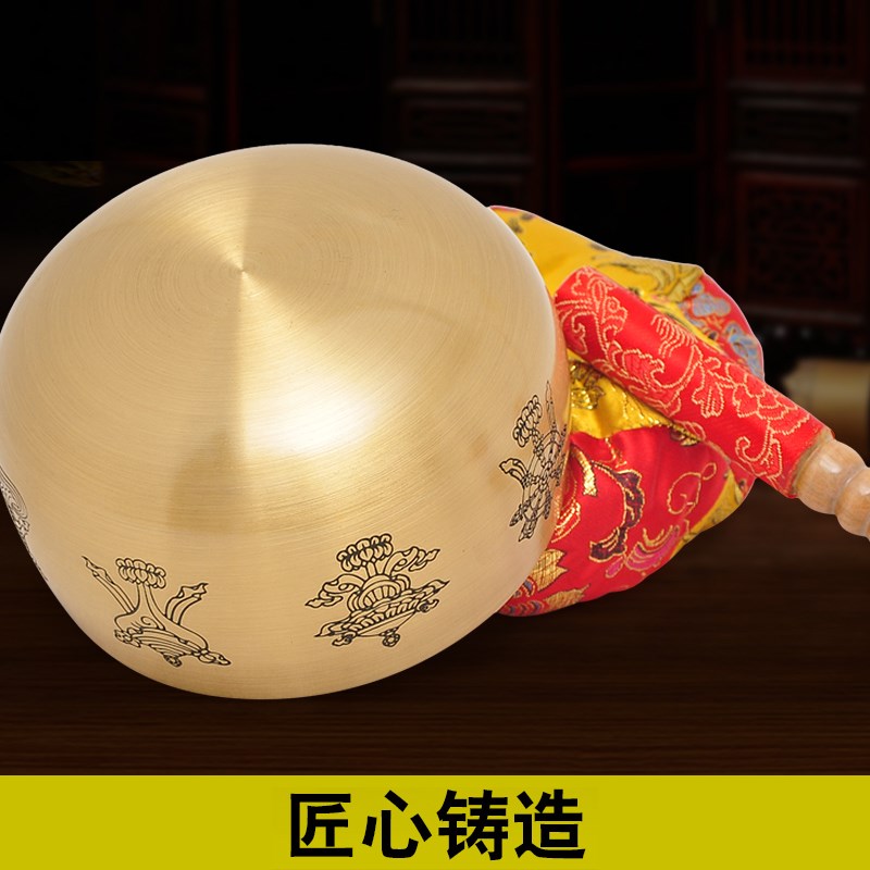 黄铜日式精品八吉祥铜磬佛音碗钵法器磬碗垫子引磬长柄引庆铜庆