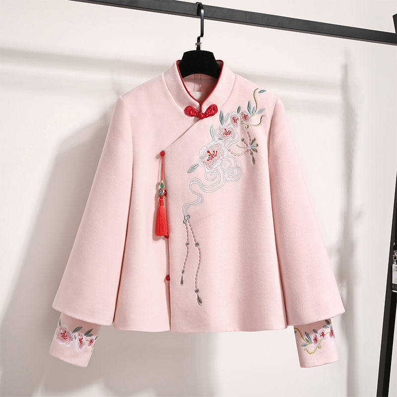 汉元素连衣裙秋冬款改良汉服民国风复古女装两件套旗袍中国风套装