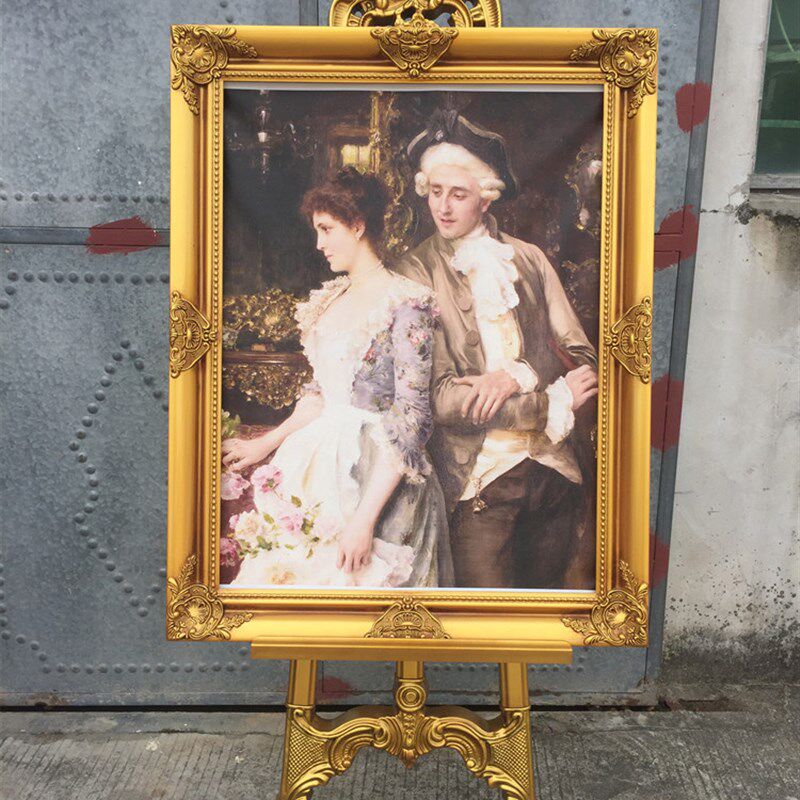 复古欧式定做实木婚纱照相框36寸油画十字绣床头客厅挂墙金色画框