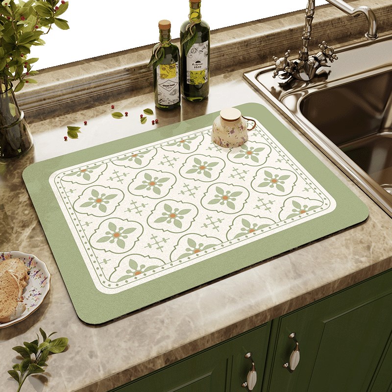 大江地垫小清新厨房沥水垫绿色隔热防烫杯垫洗手碗盘垫子吸水台垫