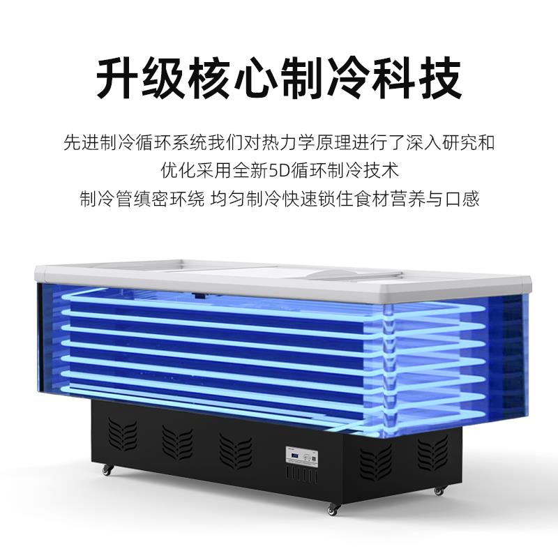 冰柜商用大容量冷柜冰箱冷藏展示柜保鲜冷冻两用岛柜卧式玻璃雪柜