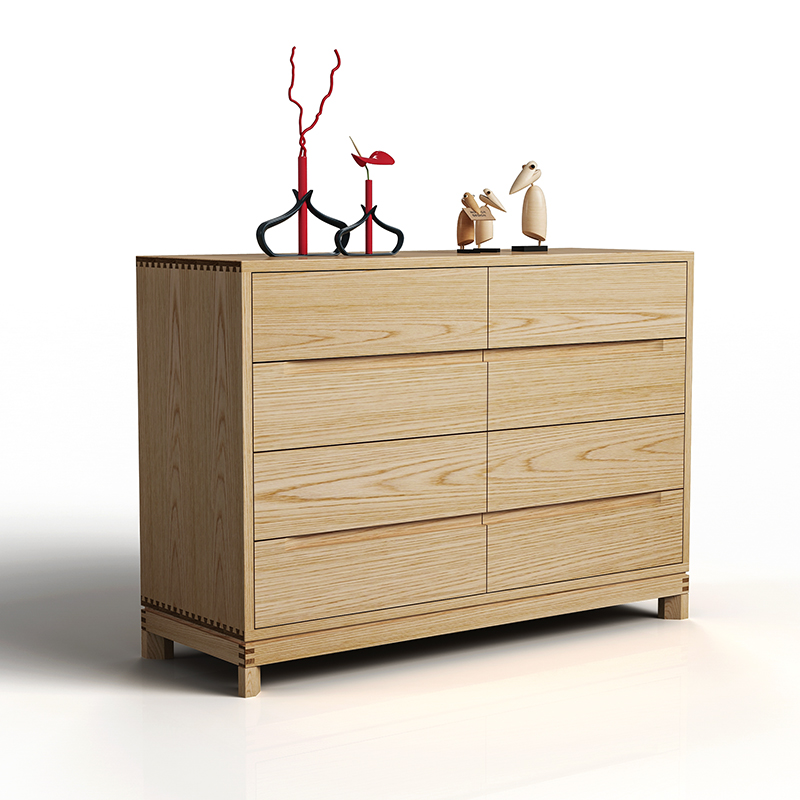 白橡木八斗柜全实木柜子原木八斗橱简约抽屉柜大容量储物收纳边柜
