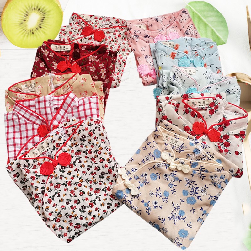 儿童旗袍女童春秋中国风中长款中大童秋季古汉服亲子装旗袍裙秋款