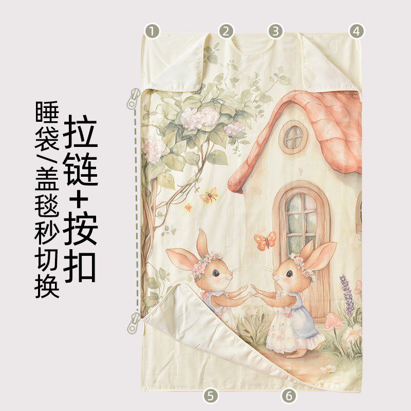 儿童睡袋春夏薄款宝宝纯棉睡衣中大童空调房护肚防踢被子四季通用