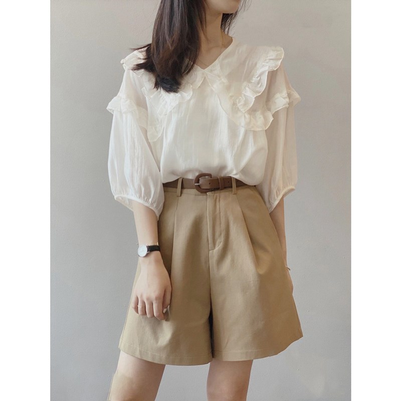 南瓜籽女装定制大码胖妹妹mm时尚工装夏高腰宽松显瘦阔腿五分短裤