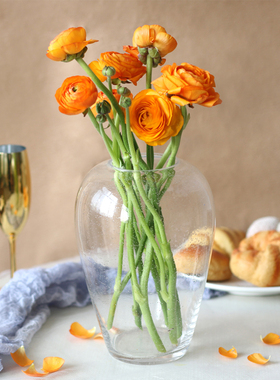 法式中古风紫色气泡玻璃花瓶红色设计师浪漫少女家居客厅餐桌装饰