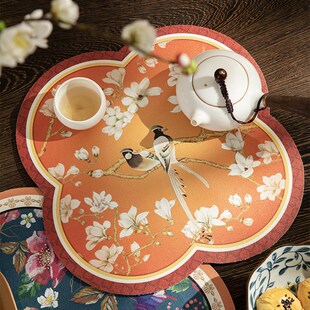 花鸟硅藻泥沥水垫茶席干燥垫吸水防污防滑茶杯垫国风厨房茶具 中式