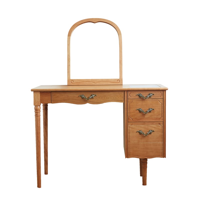 樱桃房间实木梳妆台小户型卧室复古法式收纳一体柜北欧日式化妆桌