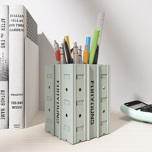 轻奢高级感工业风笔筒大容量办公室学生桌面文具笔架金属七种颜色