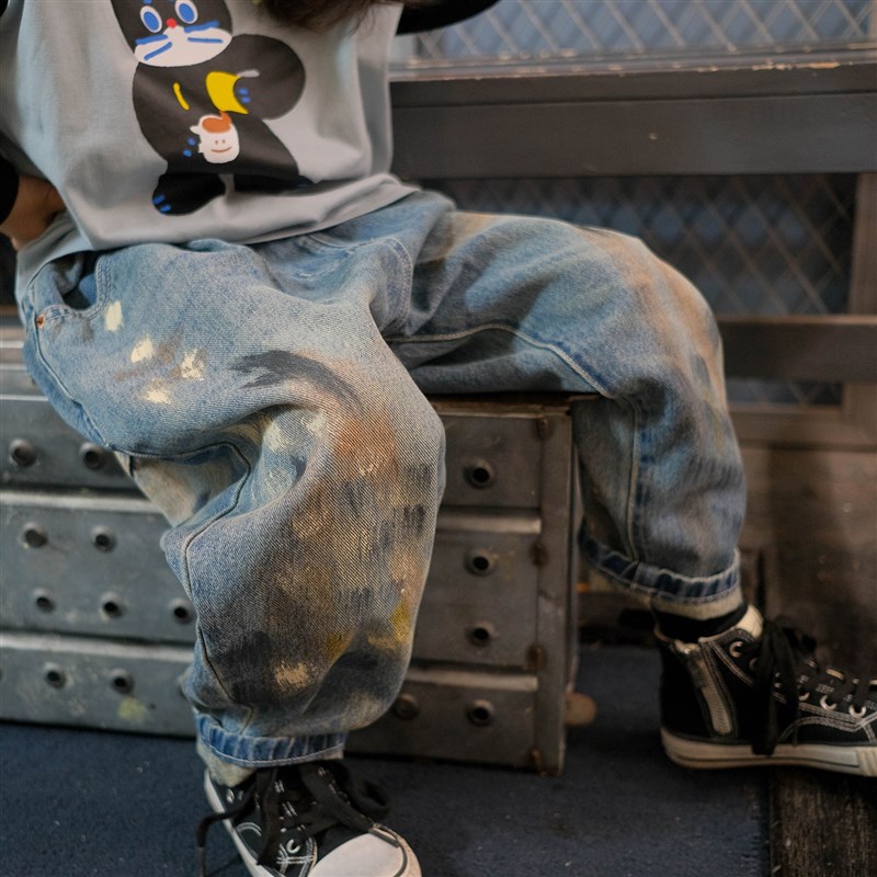 【水洗软牛仔 束脚裤子】女童男童牛仔裤宽松2025春夏休闲直筒潮