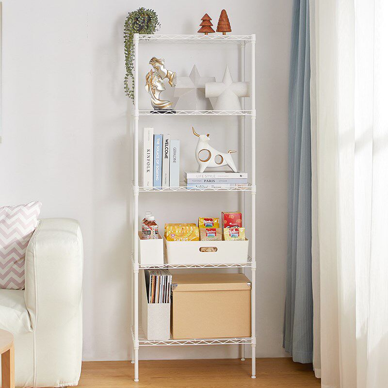 美之高厨房置物架落地多层收纳架微波炉烤箱家用白色货架储物架子