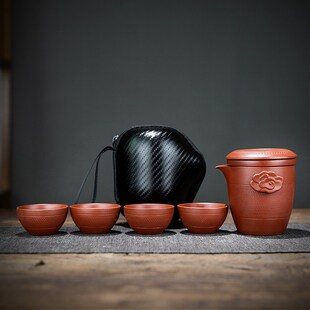 紫砂旅行茶具一壶四杯套装快客杯便携式出差茶壶旅游陶瓷高端泡器