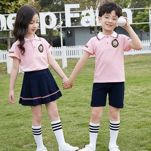 校服套装 幼儿园园服夏装 纯棉短袖 英伦风毕业演出班服夏季 定制 新款